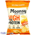 Moonsy High Protein 26%, Cheddar - cieniutkie chipsy serowe z soczewicy 50% mniej tłuszczu