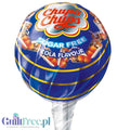 Lizak Guiltfree Chupa Chups bez cukru o smaku coli w niebieskim opakowaniu z grafiką szklanek napoju