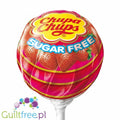 Lizak Guiltfree Chupa Chups bez cukru o smaku truskawkowym w czerwonym opakowaniu z logo marki