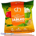 Opakowanie Guiltfree Crispy Natural musujących chipsów jabłkowych o smaku mango i matchy w kolorowym woreczku.