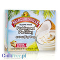 Opakowanie Guiltfree Margaritaville budyniu bez cukru o smaku kokosa i limonki key lime z grafiką tropikalnego deseru