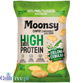 Opakowanie chipsów z soczewicy Guiltfree Moonsy High Protein o smaku zielonej cebulki z 24% zawartością białka
