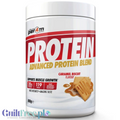 Opakowanie Guiltfree Per4m Advanced Protein Blend o smaku karmelizowanego herbatnika, 800g odżywki białkowej.