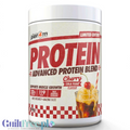 Opakowanie Guiltfree Per4m Advanced Protein Blend o smaku Cherry Cola Float z grafiką lodowego deseru.