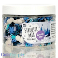 Guiltfree NO SUGAR SUGAR Streuselmix Frozen Magic w słoiczku z zimowymi kształtami płatków śniegu w odcieniach błękitu