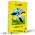 Guiltfree TEAZEN V FIT Matcha Lemon w żółtym opakowaniu z grafiką cytryn, napój instant z herbatą matcha i cytryną.