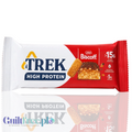 Wegański baton proteinowy Guiltfree Trek Biscoff z 15g białka roślinnego i kremem Lotus w czerwono-białym opakowaniu
