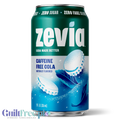 Puszka napoju Guiltfree Zevia Cola Caffeine Free, naturalna cola bezkofeinowa słodzona stewią w zielono-niebieskiej puszce