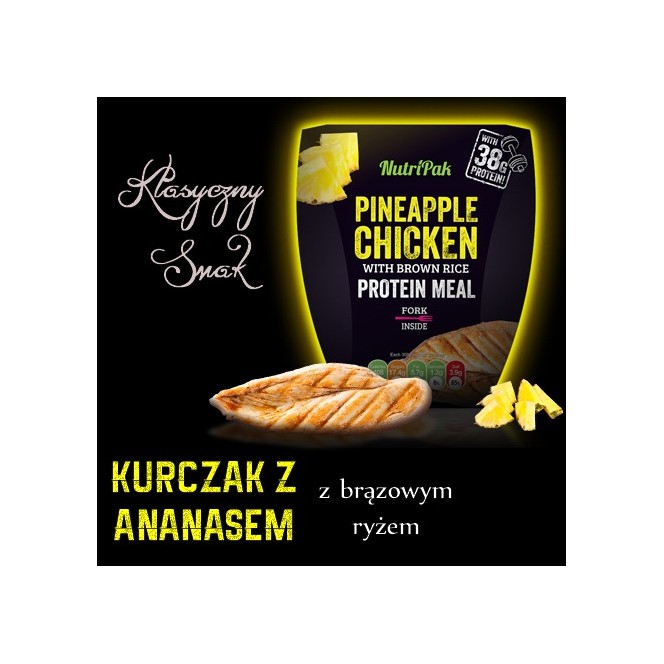 Nutripak Pineapple Chicken with brown rice protein meal - ready-made dish 39g chicken protein with pineapple in the Caribbean st
