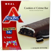 Atkins Meal Cookies n' Creme , baton 14g białka, 1g cukru