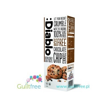 Diablo sugar free chocolate chip cookies with sweeteners - Crisp cakes with pieces of milk chocolate without sugar, contain swee