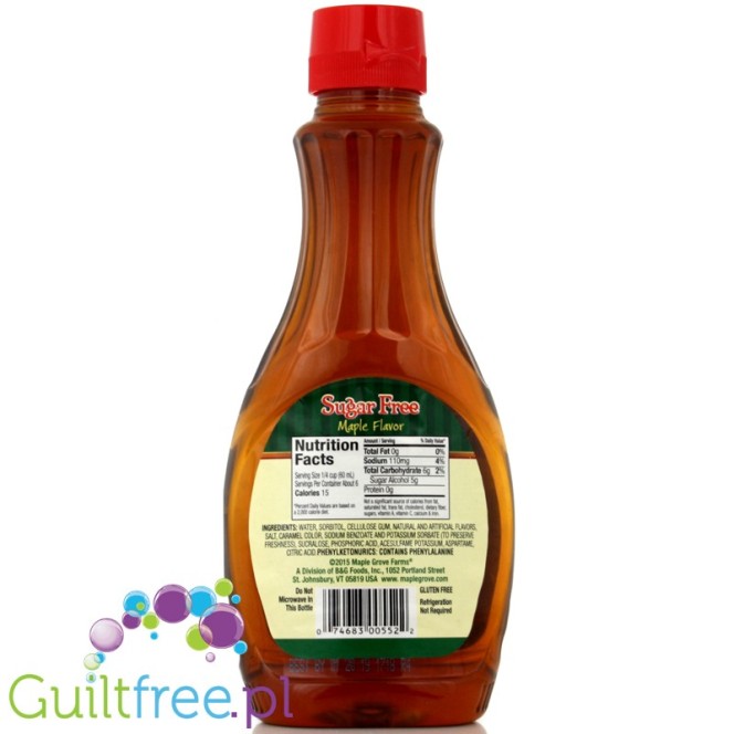 Maple Grove Free Sugar Low Calorie Syrup Maple Flavor