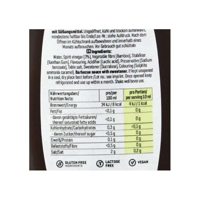 Body Attack American BBQ Sauce - Barbecue sauce, contains sweeteners