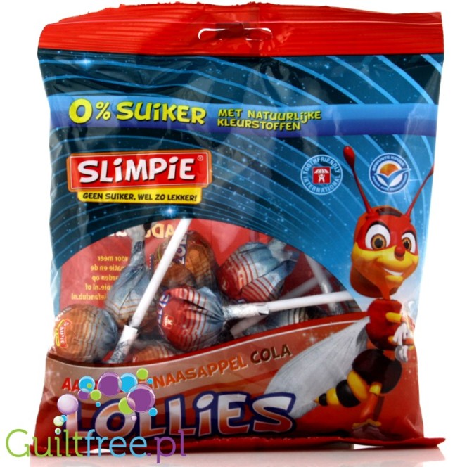 Slimpie - Sugar-free lollipops with cola, straw