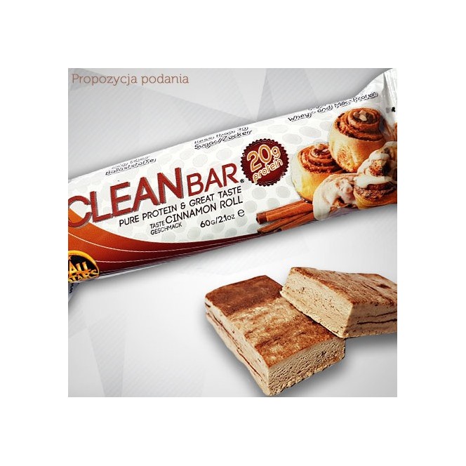 All Stars Clean Bar Cinnamon Roll - high-protein cinnamon chocolate protein bar, contains sugar and sweeteners