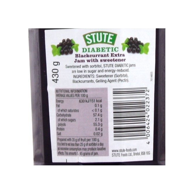 Stute Diabetic blackcurrant extra jam with sweetener