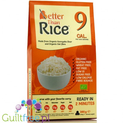 Bettern than Rice organic konnyaku & organic oat fiber - Organic konjac shirataki pasta in the shape of rice enriched with oat f