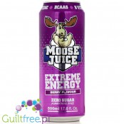 Muscle Moose Moose Juice, berry flavor carbonated energy drink with BCAA and B vitamins with sweeteners - Low-calorie carbonated