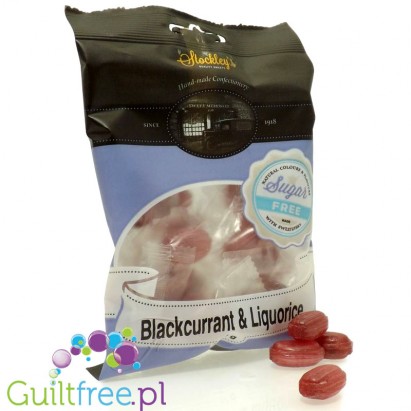 Sugar-free candies with blackcurrant and licorice flavors
