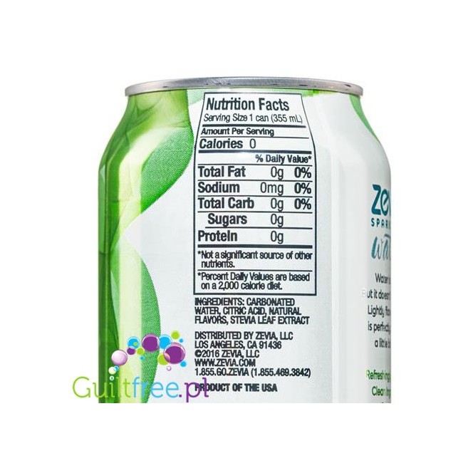 Zevia Sparkling Water Lime - carbonated soft drink with natural lime flavor, contains sweetener