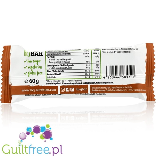 HEJ Nutrition protein bar Chocolate & Peanut