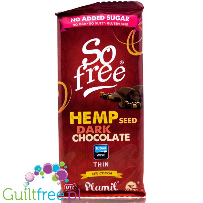 Plamil So Free Dark Hemp Seed, vegan finest dark chocolate 72% cocoa