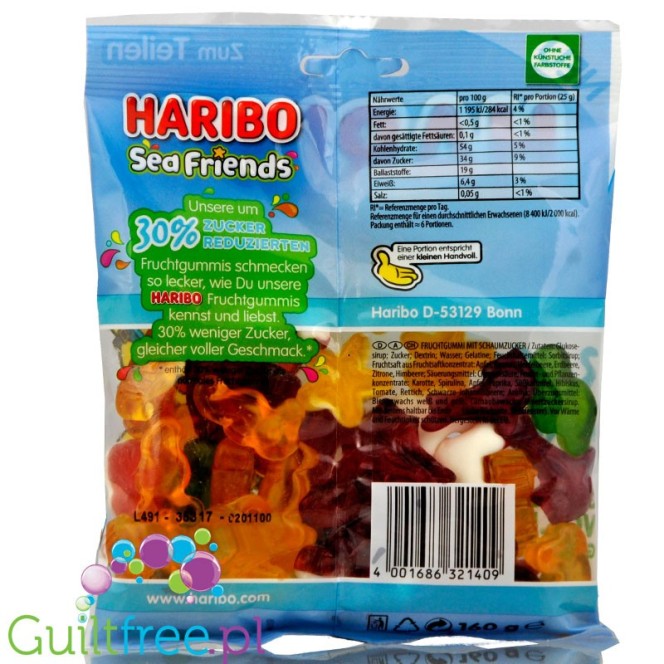 Haribo Sea Friends - żelki z pianką, 30% mniej cukru