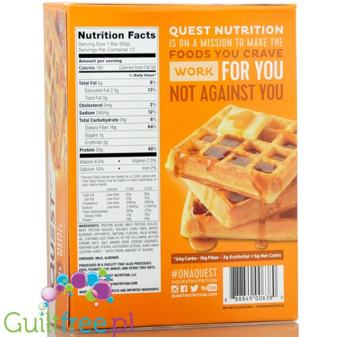 Quest Bar Maple Waffle box of 12 bars