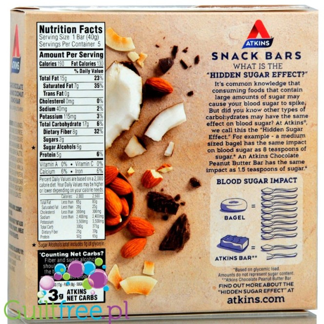 Dieta Atkins i South Beach - baton Atkins Snack Dark Chocolate Almond Coconut