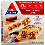 Atkins Meal Cinnamon Bun PUDEŁKO x 5, baton 16g białka, 3g węglowodanów