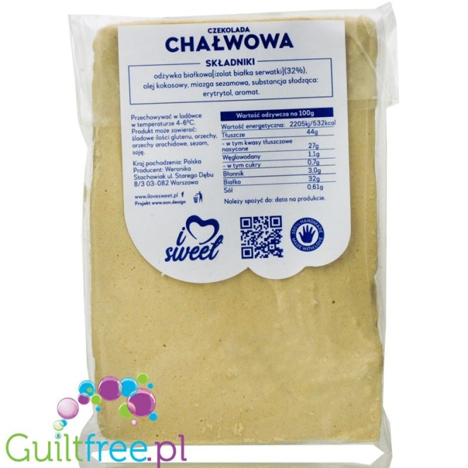 iLoveSweet Chalva sugar free protein white chocolate with peanut butter