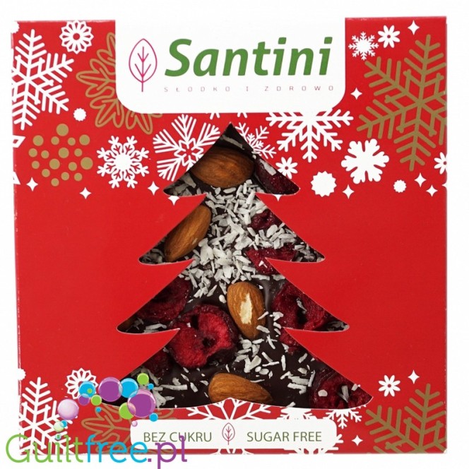 Santini Christmas - sugar free dark chocolate with almonds, sweetened with xylitol, 72% coca