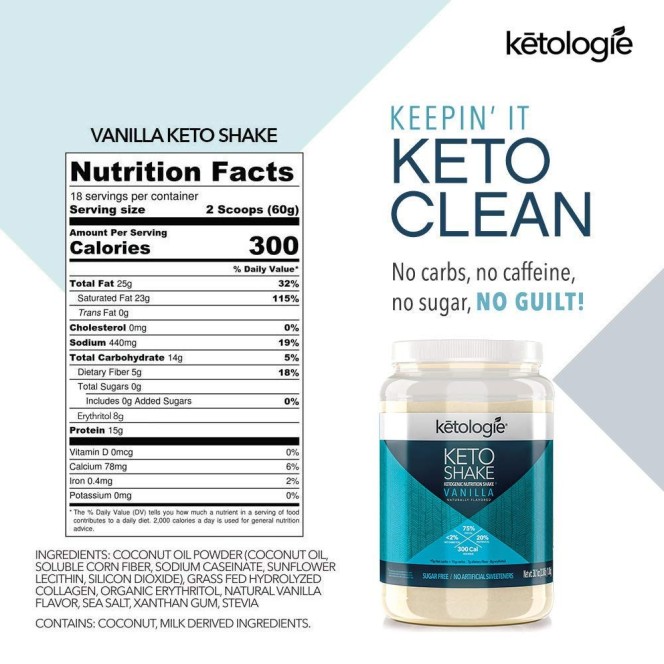 Ketologie Keto Shake, Vanilla 2.38 lb