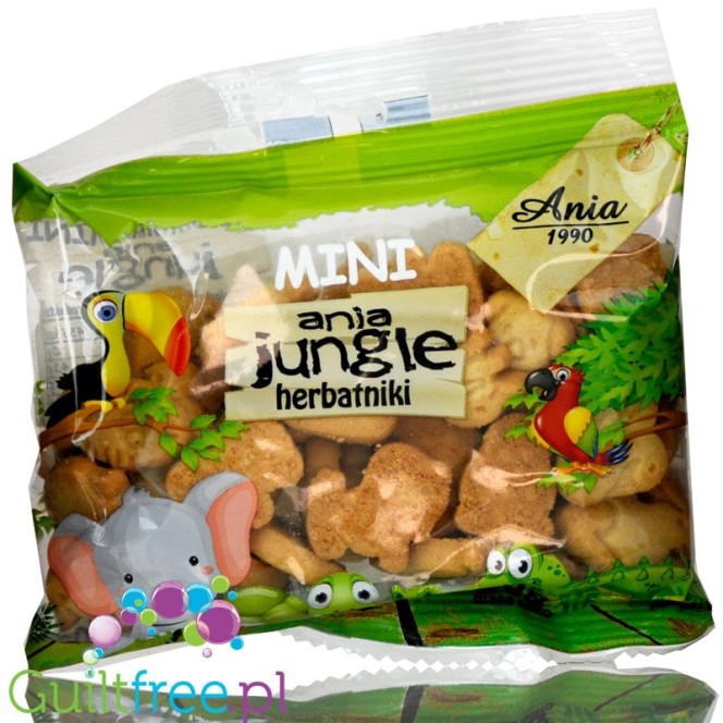 Ania Jungle animal-shaped mini biscutes, no added sugar and no sweeteners, 50g