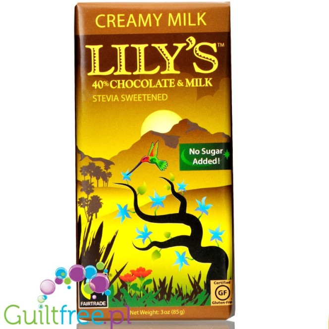 Lily's Sweets No Sugar Added 40% Chocolate Bars, Creamy Milk