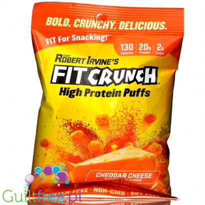 Robert Irvine's Fit Crunch Puffs, Cheddar Cheese - proteinowe chrupki BBQ