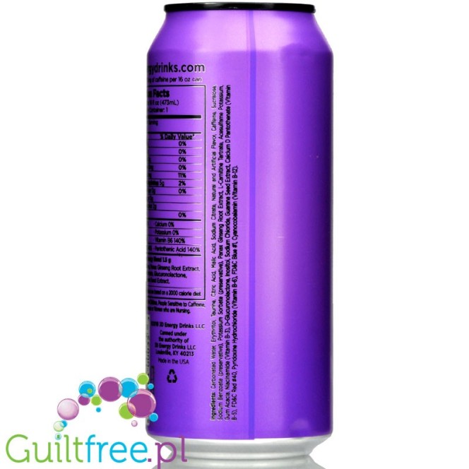 3D Purple sugar free energy drink