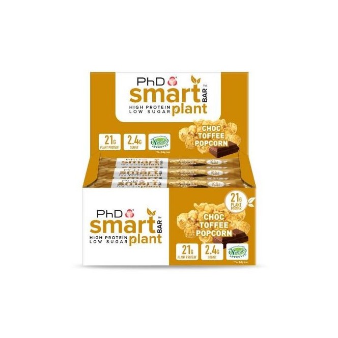 Phd Smart Plant Choc Toffee Popcorn sugar free vegan protein bar