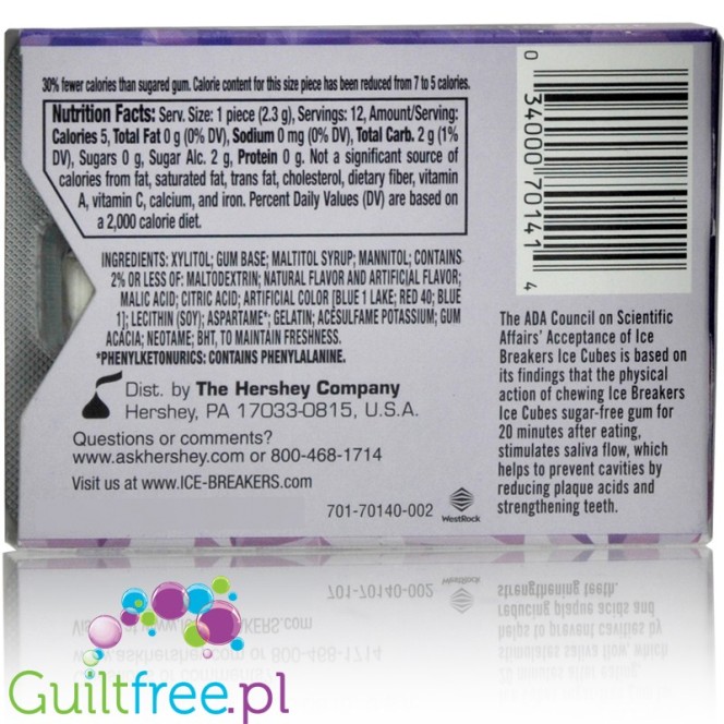 Ice Breakers - Arctic Grape Ice Cubes - Blister Pack 12 pack sugar free chwing gum