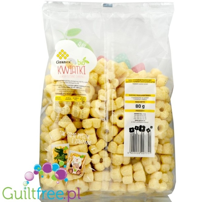 Granex BIO low calorie corn puffs, Flower shape