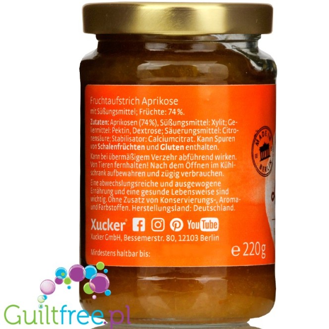 Xucker Apricot - fruit sugar free spread with xylitol