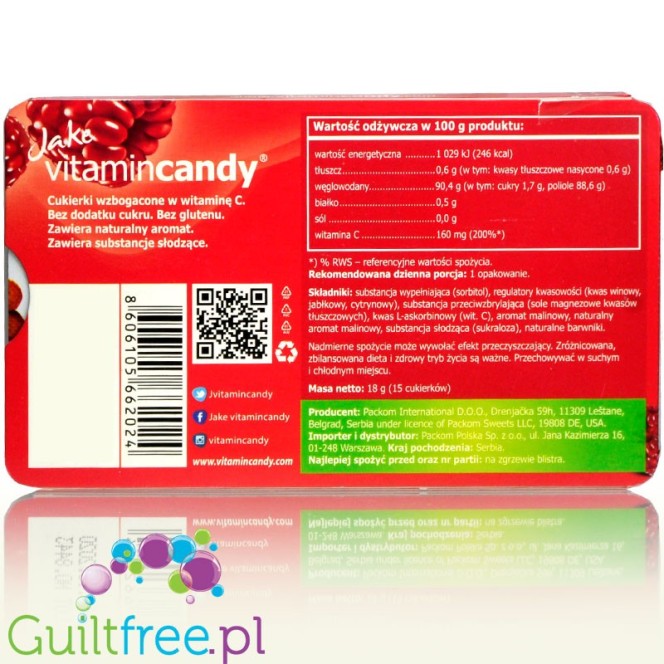Jake Vitamin Candy Raspberries - sugar free candies with vitamins
