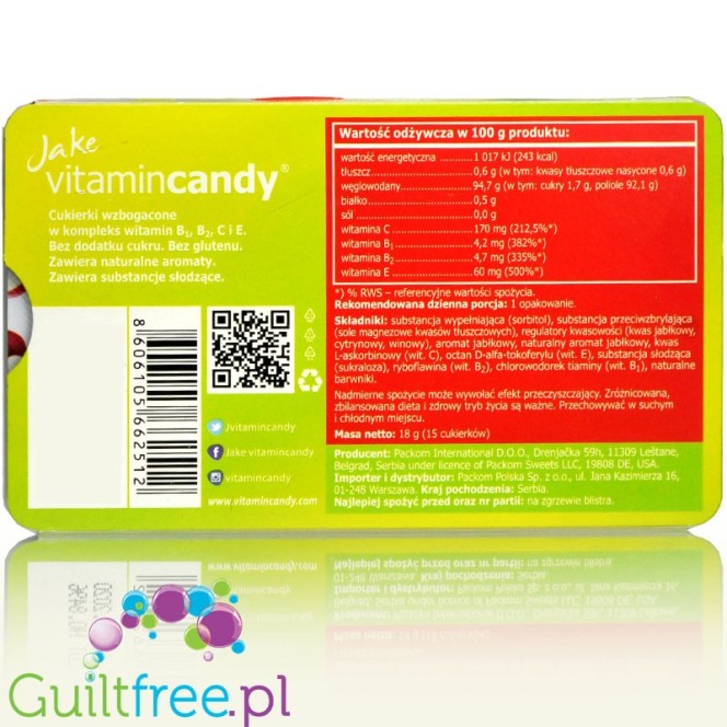 Jake Vitamin Candy Jabłka - cukierki bez cukru z witaminami
