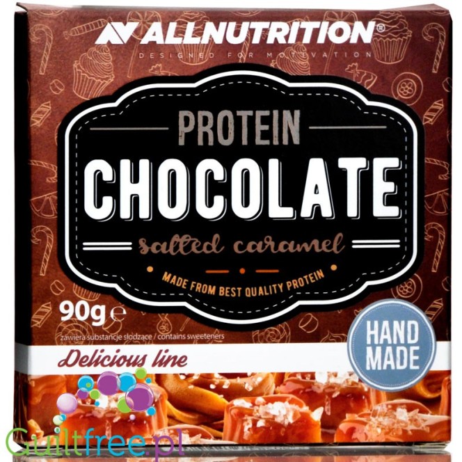 AllNutrition Protein Milk Chocolate Salted Caramel  - mleczna czekolada białkowa z solonym karmelem, bez cukru