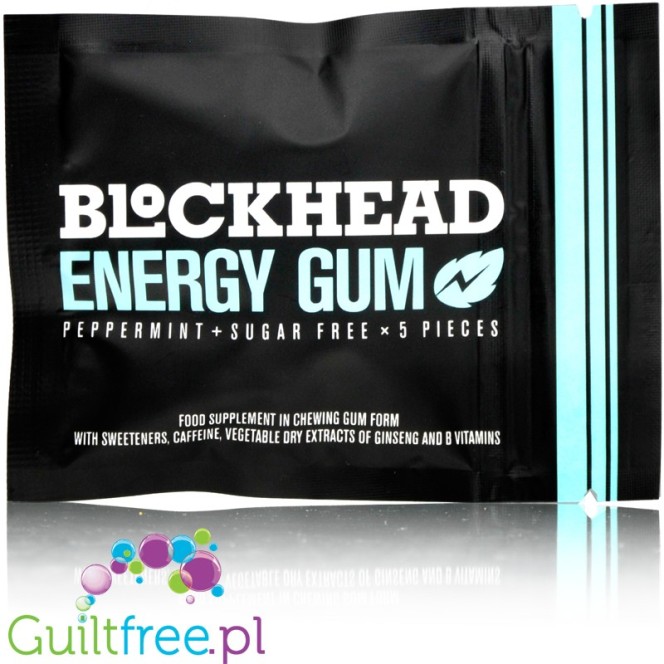 Blockhead Energy Gum Pieces Peppermint sugar free chewing gum with caffeine