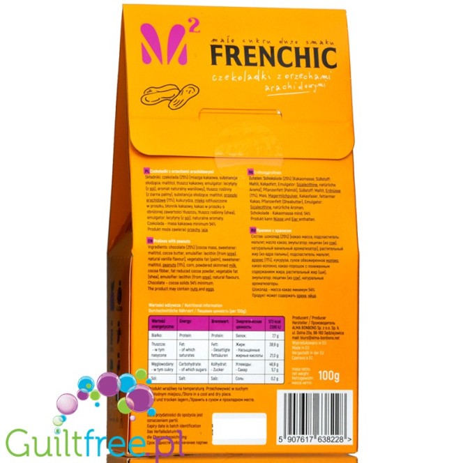 Frenchic Orzech Arachidowy, czekoladki bez dodatku cukru