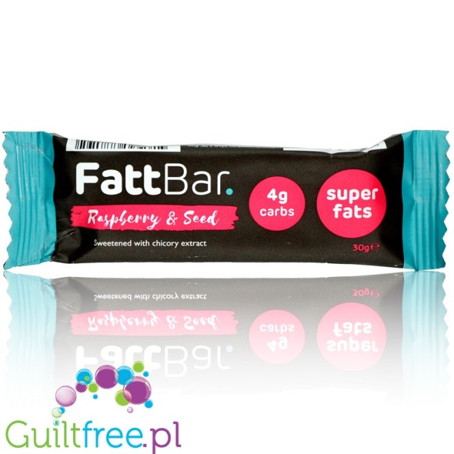 FattBar Raspberry & Seed Keto, Low Carb, No Added Sugar, All Natural, Vegan bar