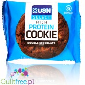 USN Select Protein Cookie Double Chocolate - ciastko proteinowe bez słodzików o obniżonej zawartości cukru