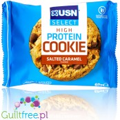 USN Select Protein Cookie Salted Caramel - ciastko białkowe bez słodzików o obniżonej zawartości cukru