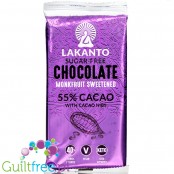Lakanto Sugar Free, Monkfruit Sweetened 55% Chocolate Bar, Cocoa Nibs